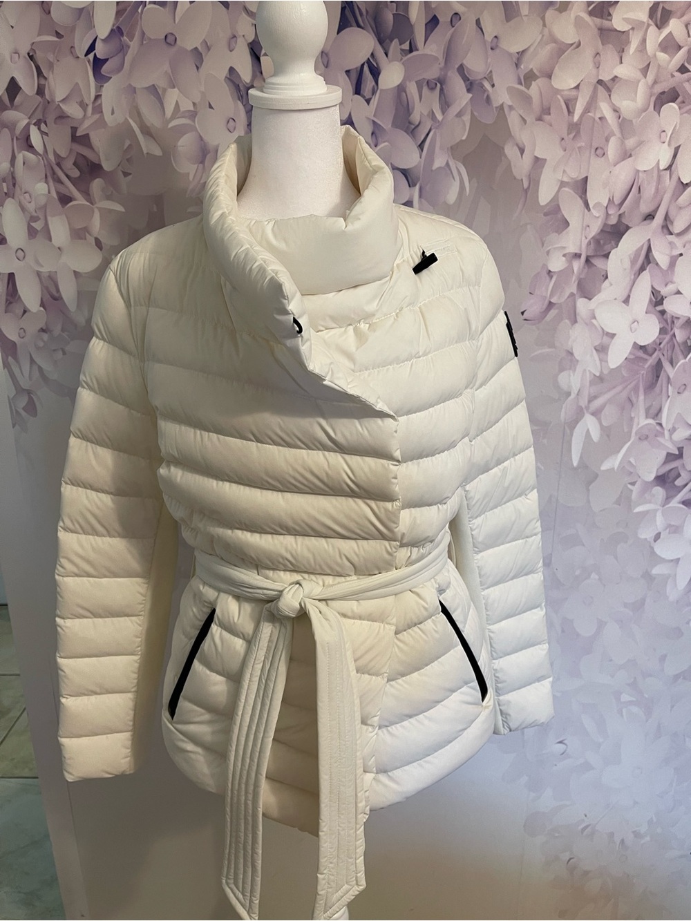 Mackage White Quilted Belted Puffer Jacket